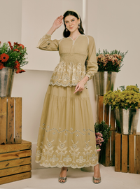 Rosalie Smocked Linen Top - Mocha