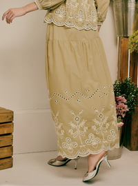 Remi Tiered Linen Maxi Skirt - Mocha