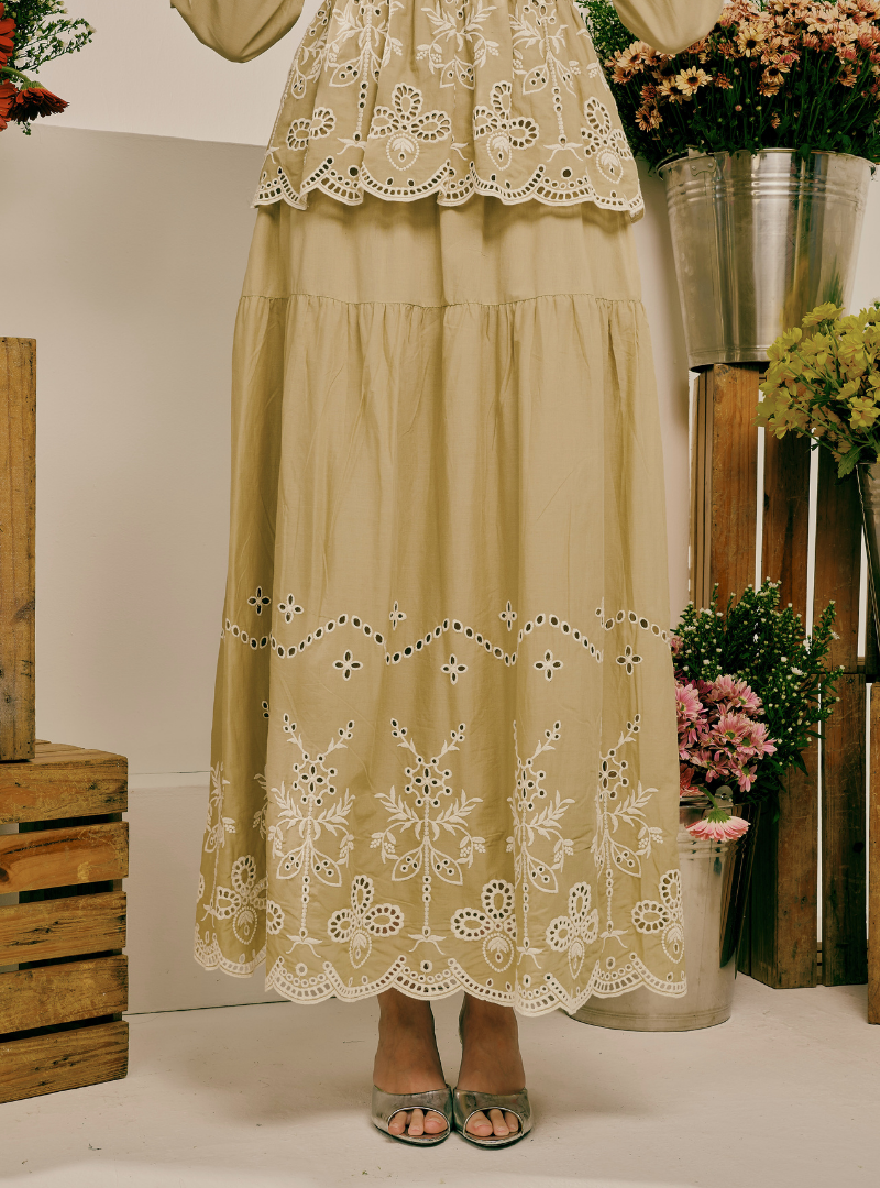 Remi Tiered Linen Maxi Skirt - Mocha