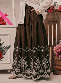 Remi Tiered Linen Maxi Skirt - Walnut