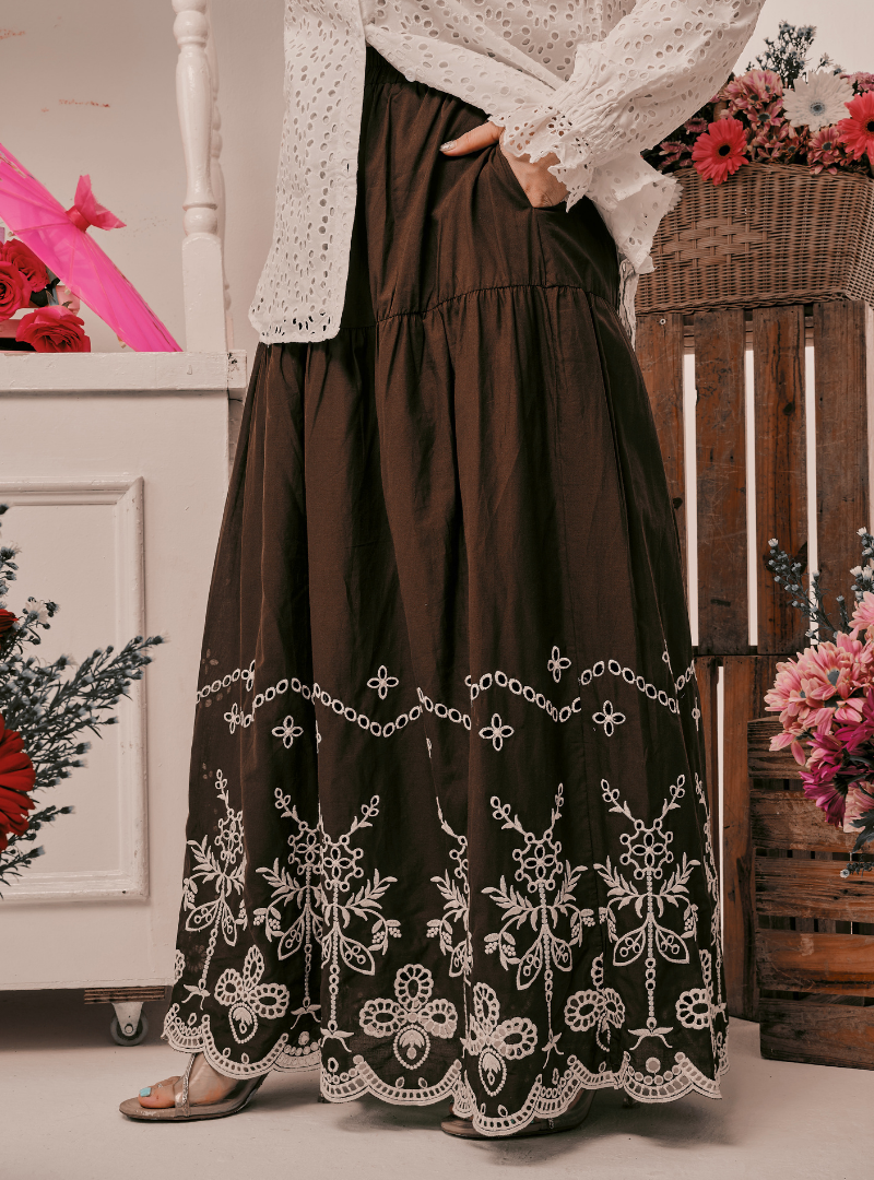 Remi Tiered Linen Maxi Skirt - Walnut