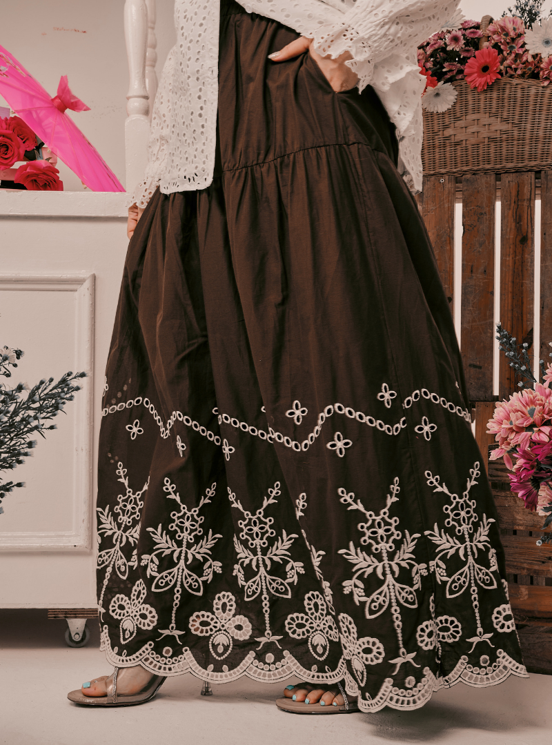 Remi Tiered Linen Maxi Skirt - Walnut