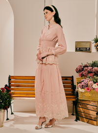 Remi Tiered Linen Maxi Skirt - Dusty Pink