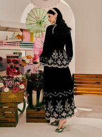 Rosalie Smocked Linen Top - Black