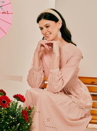 Rosalie Smocked Linen Top - Dusty Pink