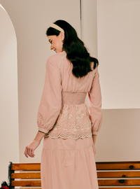 Rosalie Smocked Linen Top - Dusty Pink