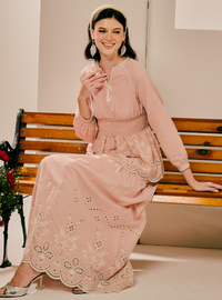 Rosalie Smocked Linen Top - Dusty Pink