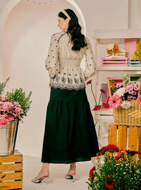 Rhea Smocked Linen Top - Stripe