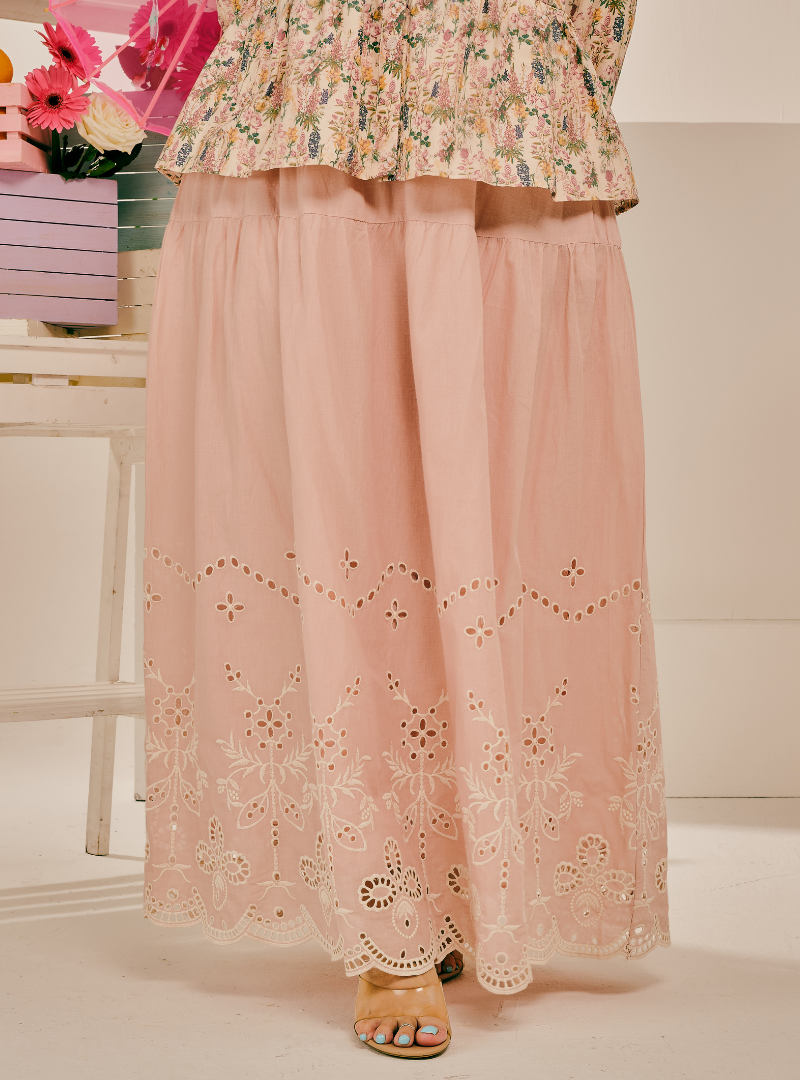 Remi Tiered Linen Maxi Skirt - Dusty Pink