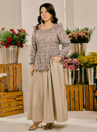 Iris Cottage Garden Blouse - Mocha Flower