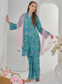 Bunga Karly Embroidered Kebarung - Teal