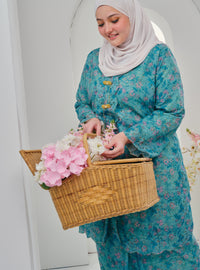 Bunga Karly Embroidered Kebarung - Teal