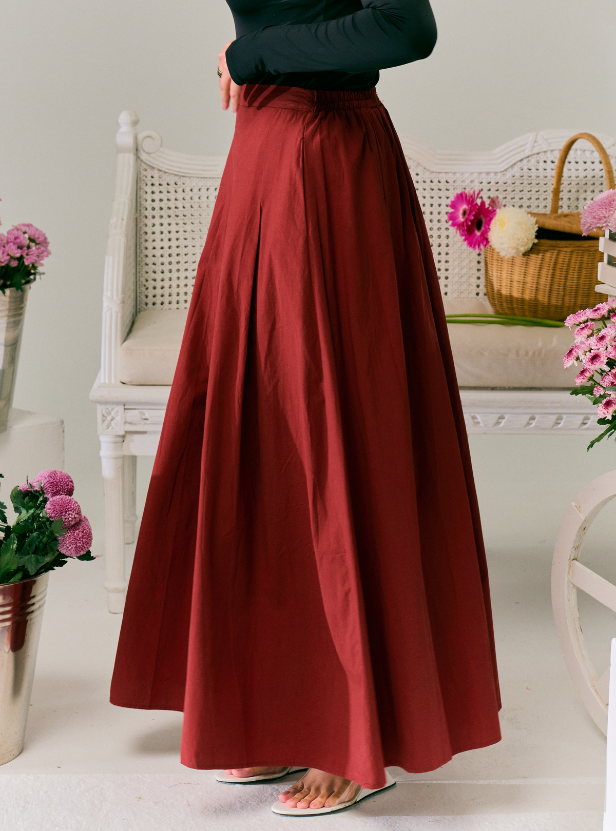 Harper Poplin Skirt - Red Lipstick