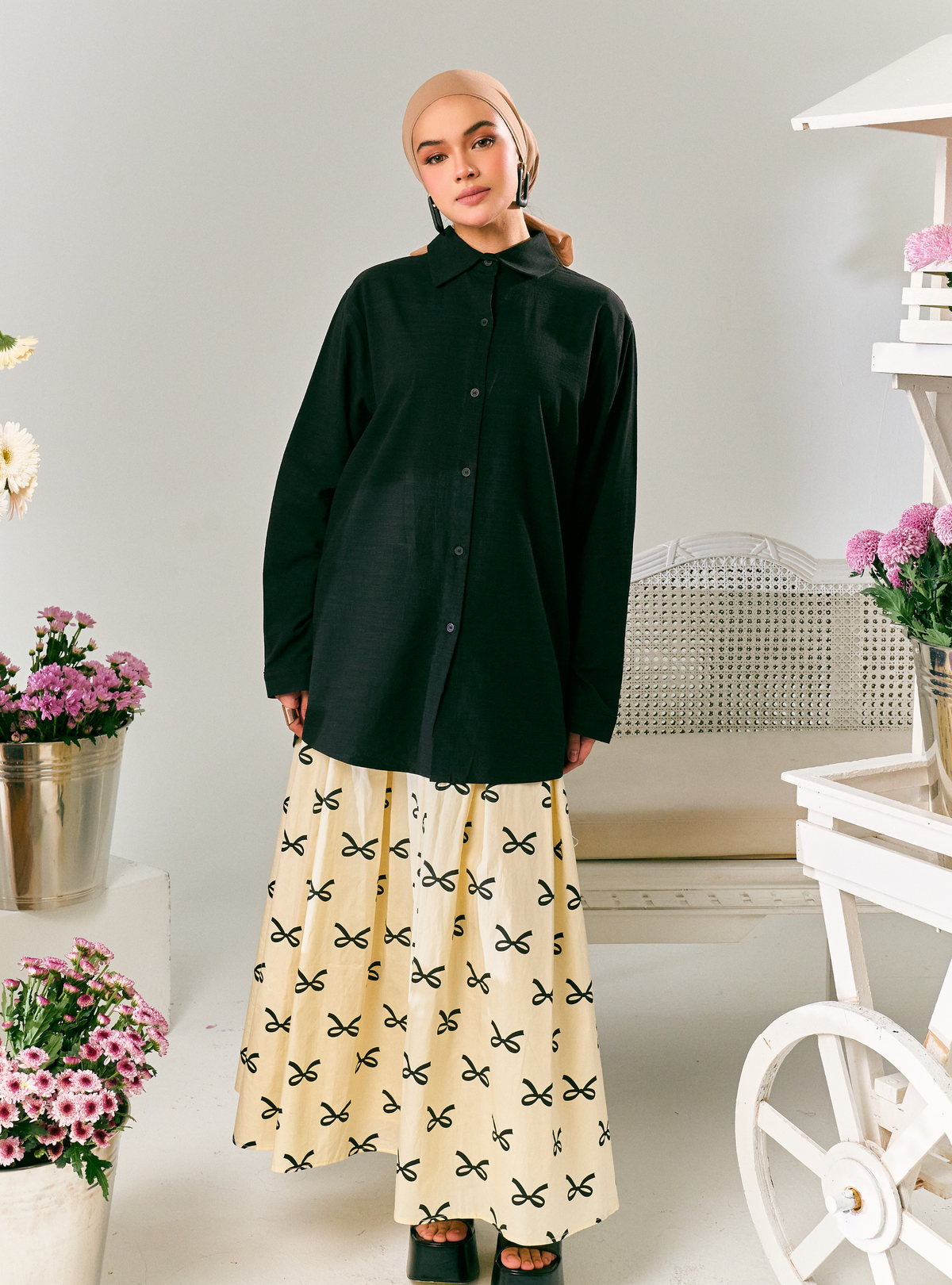 Lily Poplin Skirt - Black Coquette