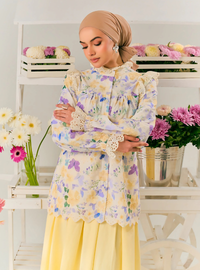 Celia Floral Ruffled Button Up-Blouse