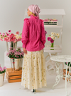 Vera Eyelet Ruffled Button Up-Blouse - Hot Pink