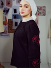 Tess Embroidered Button-up Shirt - Black