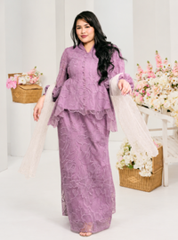 Bunga Melur Lace Kebaya Doll Kurung - lilac