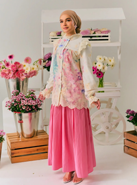 Claudia Floral Ruffled Button Up-Blouse