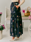 Poppy Floral Print A-Line Tiered Skirt - Black