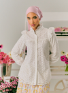 Vera Eyelet Ruffled Button Up-Blouse - White