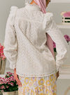 Vera Eyelet Ruffled Button Up-Blouse - White