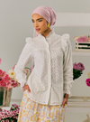 Vera Eyelet Ruffled Button Up-Blouse - White