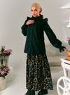 Kai Black Ruffled Button-Up Blouse