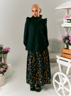 Kai Black Ruffled Button-Up Blouse