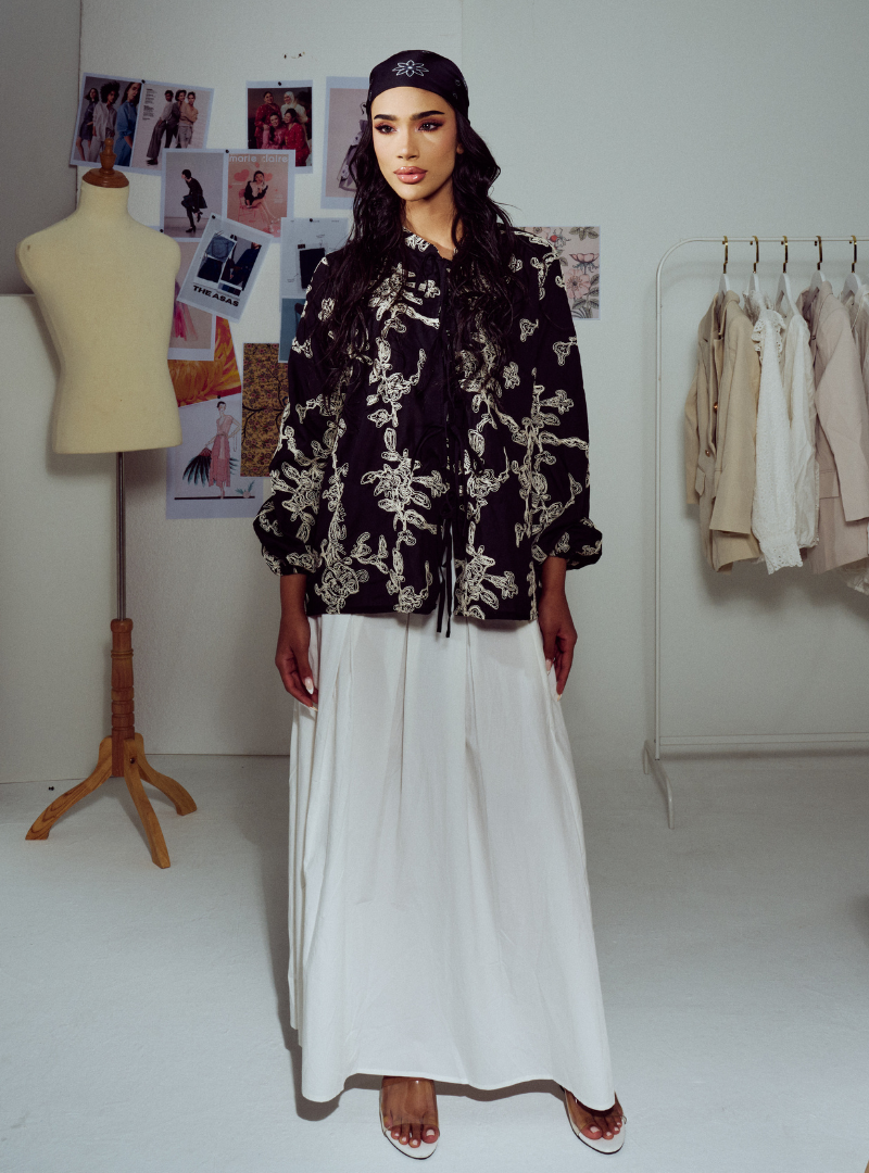 Mira Embroidered Tie-Front Top