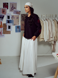 Tess Embroidered Button-up Shirt - Black