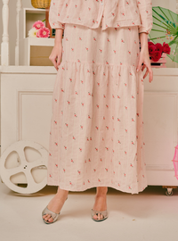 Kallie Embroidered Linen A-Line Tiered Skirt