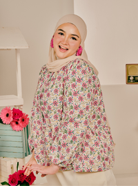 Bambi Button-Front Top - Gerbera Pink