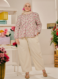 Bambi Button-Front Top - Gerbera Pink