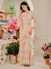 Santun Thalita Asymmetrical Kurung Pahang - Pink