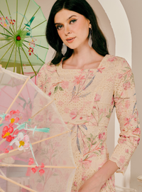 Santun Thalita Asymmetrical Kurung Pahang - Pink
