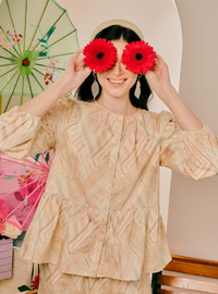 Bambi Button-Front Top - Stripe