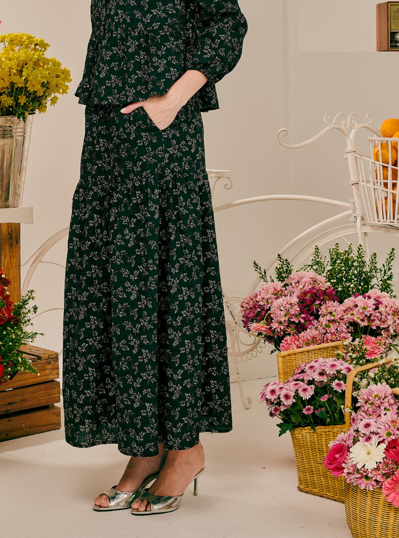 Zola A-Line Tiered Skirt - Baby Breath