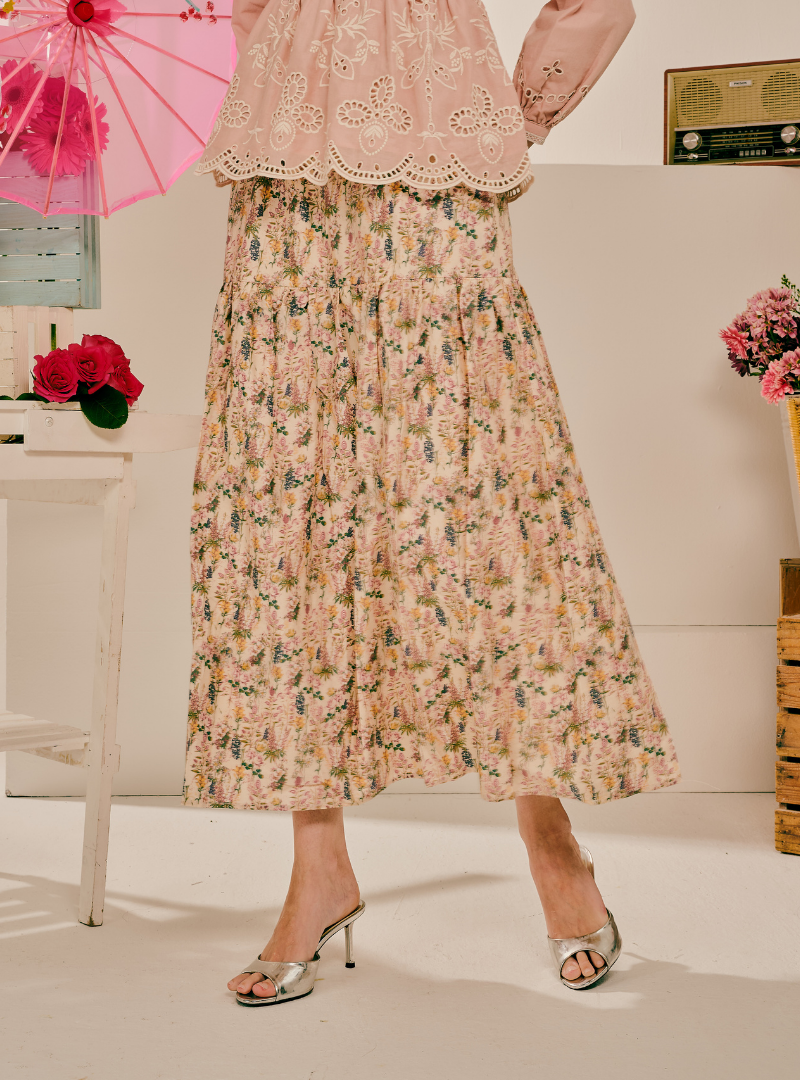 Blair A-Line Tiered Skirt - Lavender Garden
