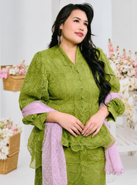 Bunga Melur Lace Kebaya Doll Kurung - Matcha
