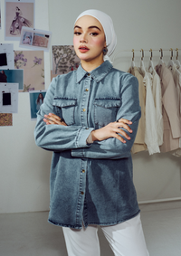 Inka Denim Button Down Shirt - Faded Blue
