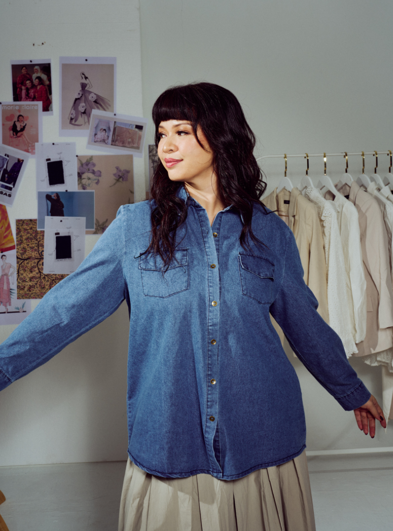 Inka Denim Button Down Shirt - Stonewash Blue