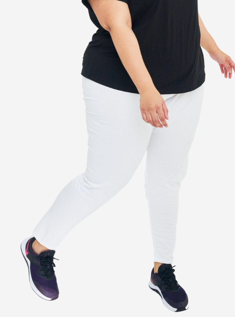 A woman wearing White Basic Cotton Legging