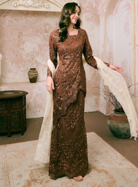 Manis Thania Asymmetrical Kurung Pahang - Copper Brown
