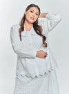 A woman White in Tun Hasmah Eyelet Skirt Set