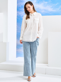 Sora Light-Wash Flare Denim - Grey Denim