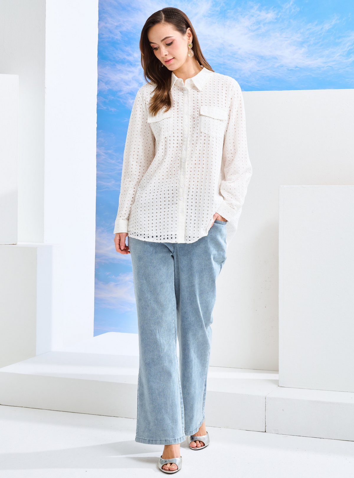 Sora Light-Wash Flare Denim - Grey Denim