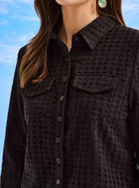 Elodie Cotton Eyelet Shirt - Black