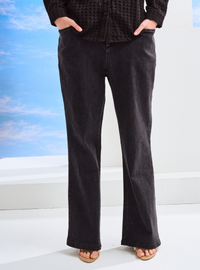 Sora Light-Wash Flare Denim - Black Denim