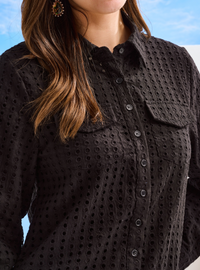 Elodie Cotton Eyelet Shirt - Black